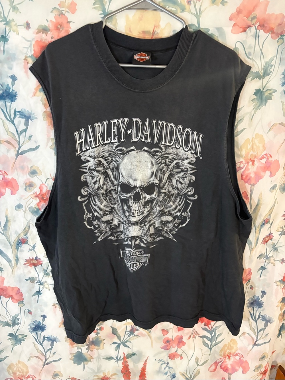 Harley-Davidson Black Sleeveless Skull Graphic Tank Top